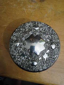 Vintage Powder Jar With Silver Plated Lid