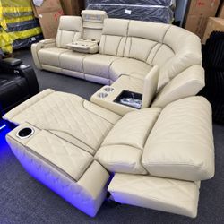 Modern  Leather Power Recliner Sofa Set