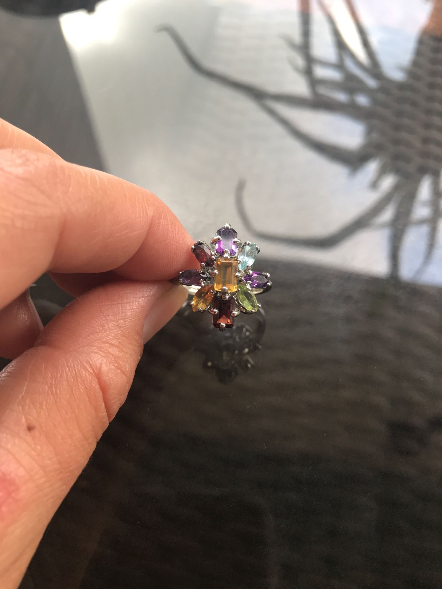 Multi color flower ring