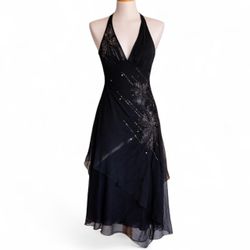 Y2k BCBG black silk beaded dress