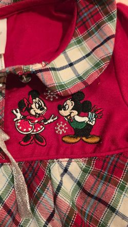 Disney Store Girls Red Plaid Holiday Dress Mickey Minnie Mouse