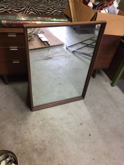Antique solid wood frame mirror