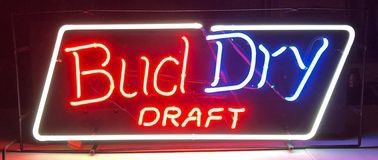 Vintage Discontinued Bud Dry Draft Neon Sign - 31"x 12.5"x 6.5"