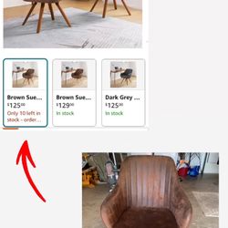Brown Suede Swivel Chair
