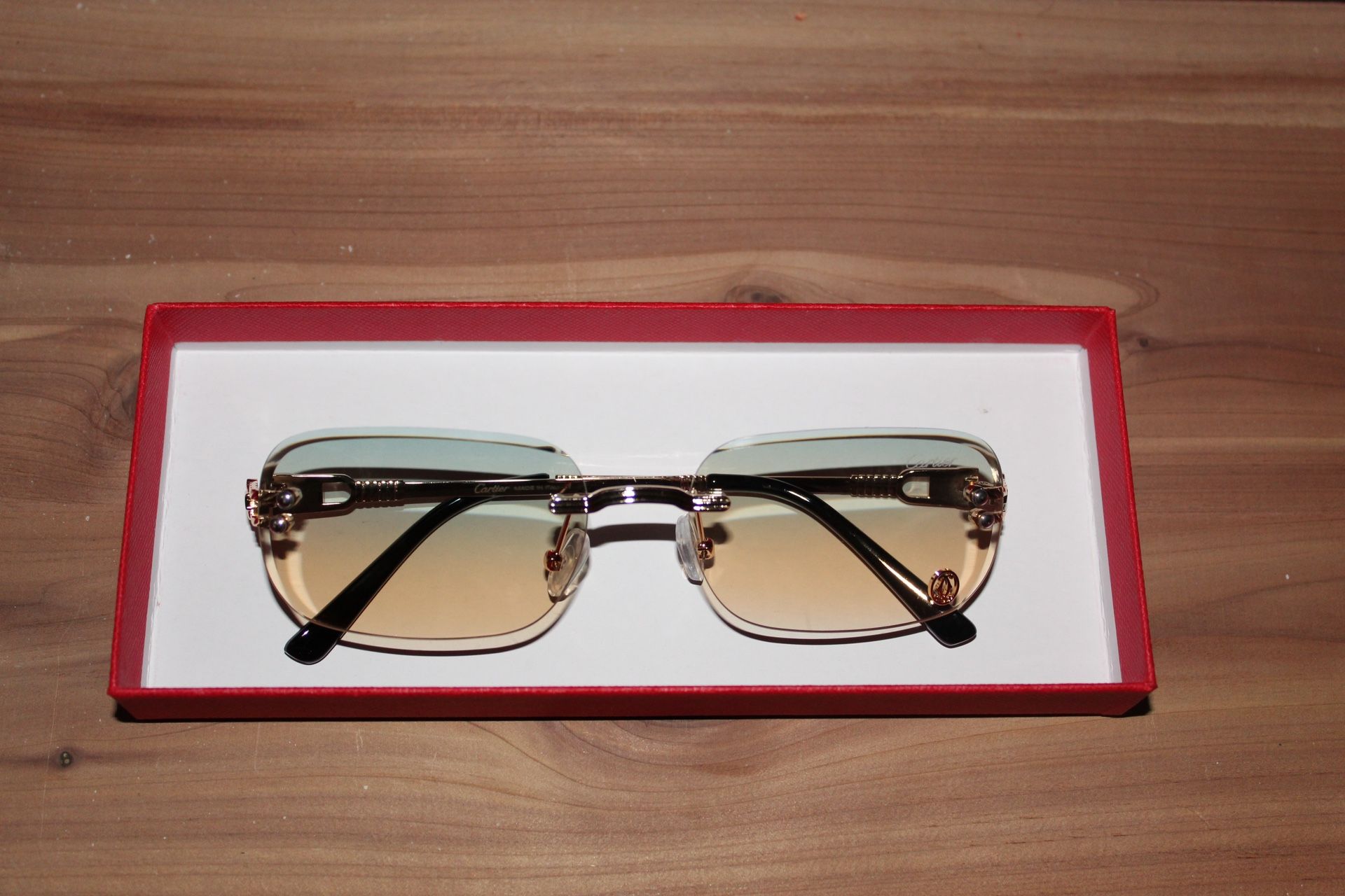 Cartier Sunglasses Light Green/yellow Tinted Lenses