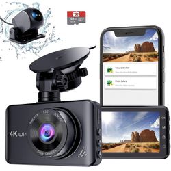 Dash Cam Front and Rear 4k WiFi, 3 Inch Dash Camera for Cars with 1080P Rear Camera