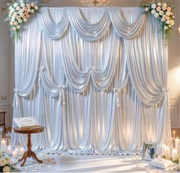 White Wedding Backdrop Curtain 12x10ft