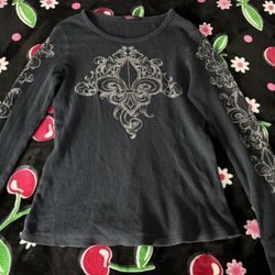 Y2K Black Graphic Long Sleeve Shirt