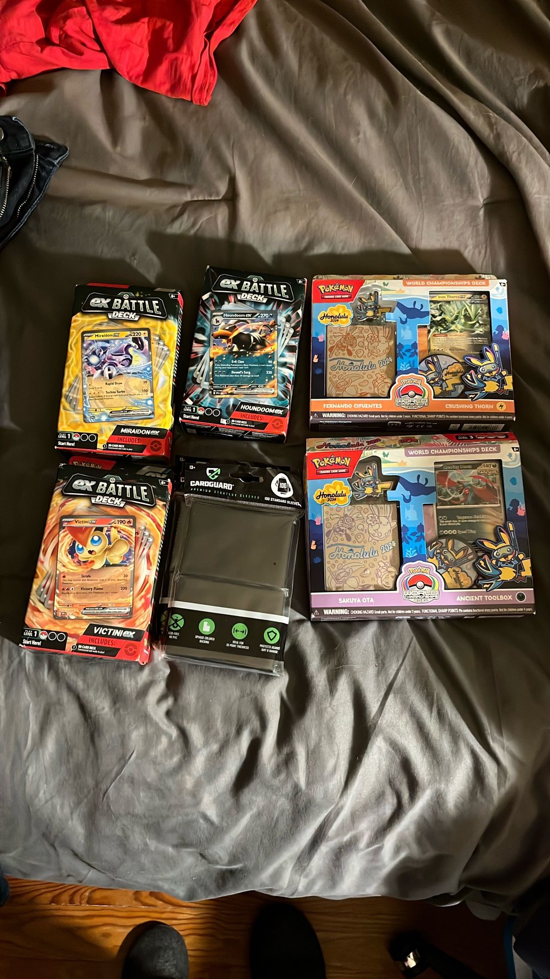 Pokemon Bundle (5)Boxes + 200 Card Guards -BRAND NEW ALL SEALED NEVER OPENED