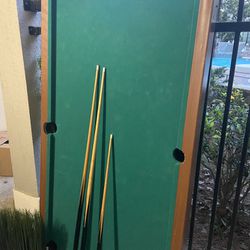 Table Top Pool Table.  Good Condition.  Balls And Sticks Included.