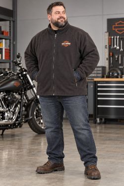 Harley-Davidson Men's 3XL Black Fleece Riding Jacket Full Zip Bar Shield