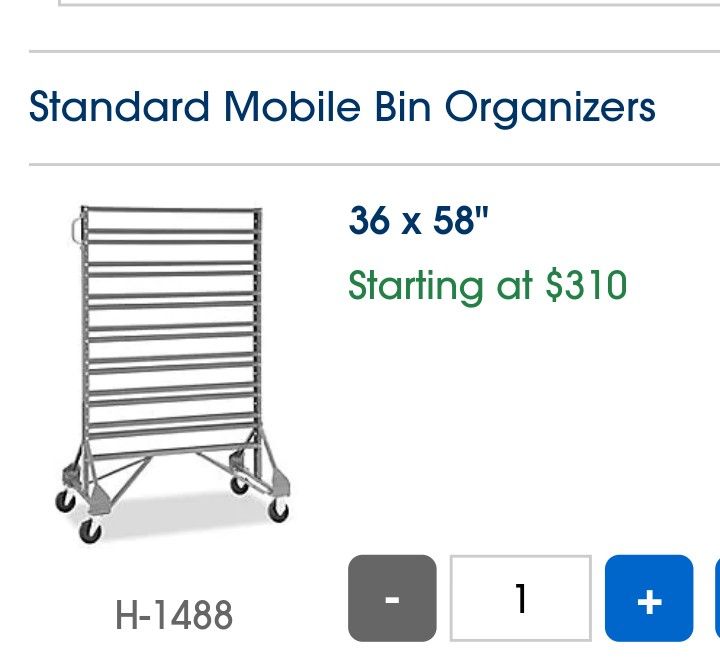 Uline bin?organizer model no. H-1488