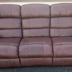 Red Leather Lazboy Reclining Sofa 