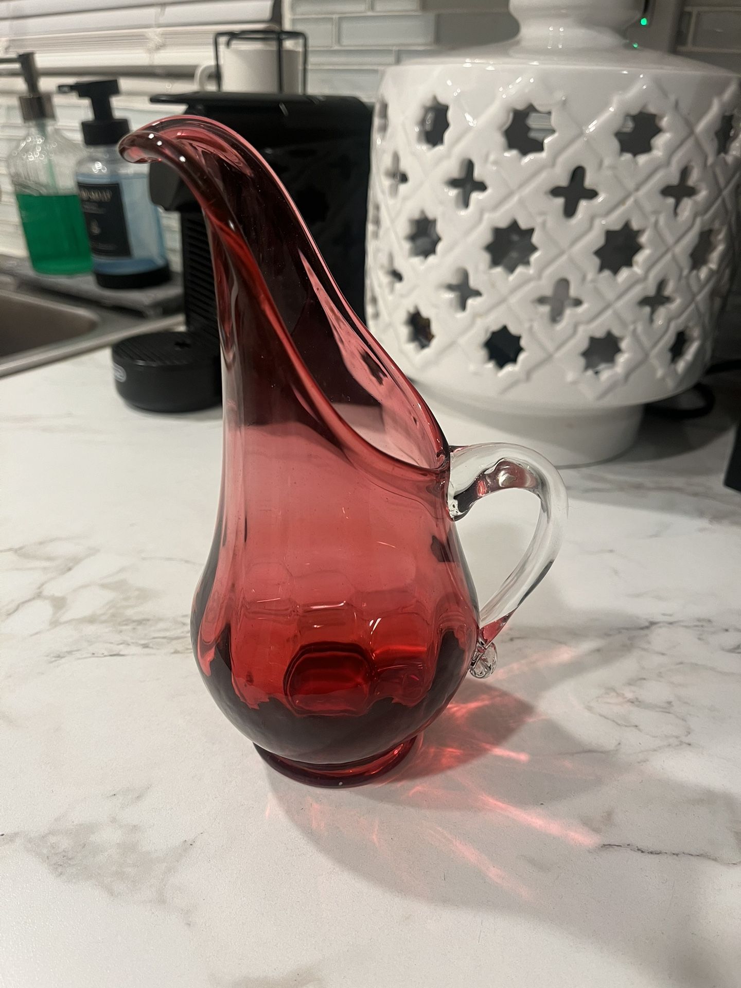 Vintage Cranberry Red Glass Vase 