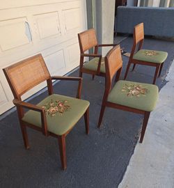 MCM Jack Cartwright for Founders Walnut & Cane Dining Chairs - Set of 4