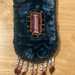 Blue  Velvet  Embroidered Small Crossbody Bag