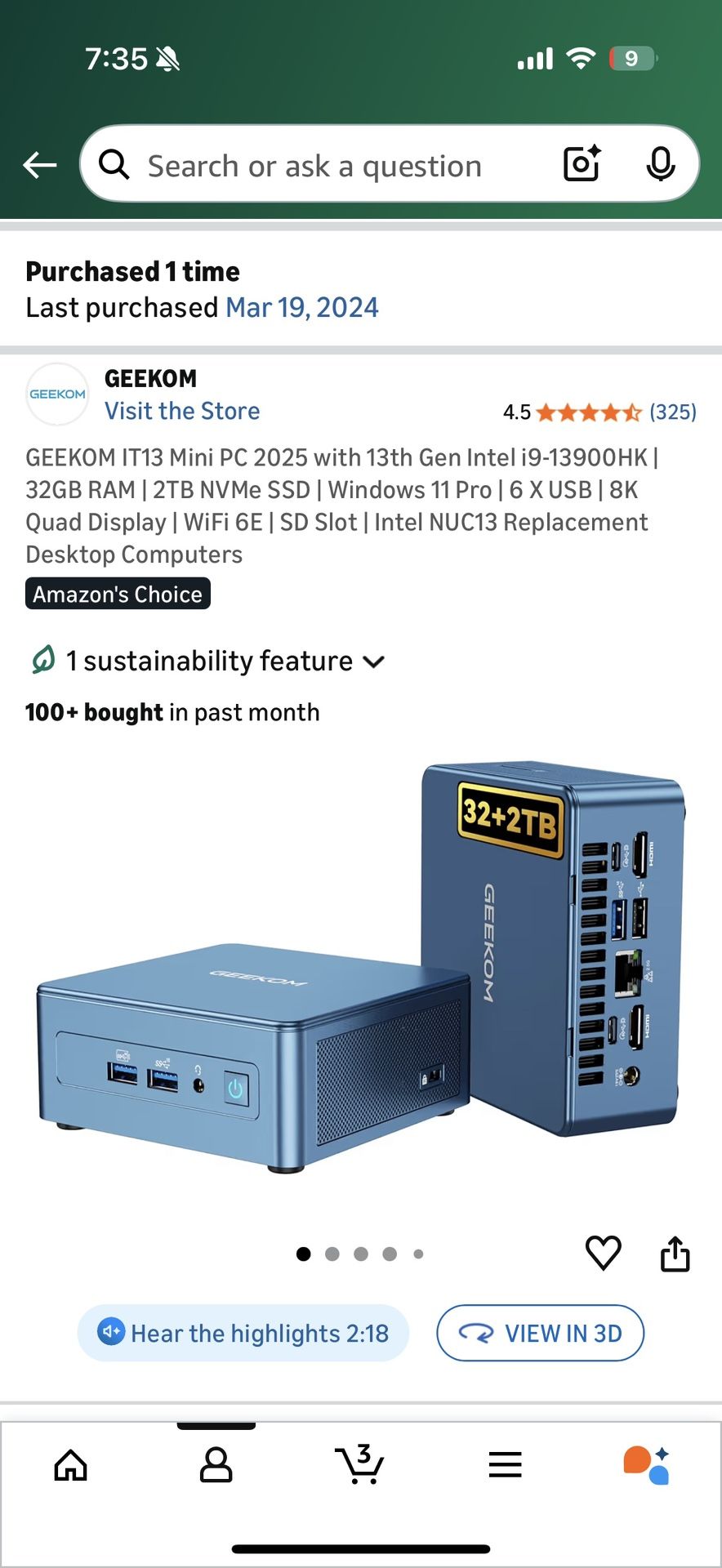 GEEKOM IT13 Mini PC 2025 with 13th Gen Intel i9-13900HK | 32GB RAM | 2TB NVMe SSD | Windows 11 Pro