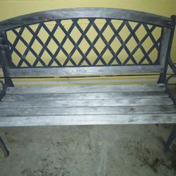 Rod Iron Wood Bench 