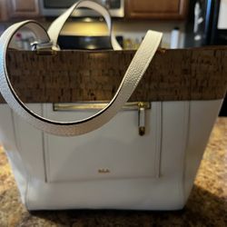 Ralph Lauren White And Cork Leather Tote Bag