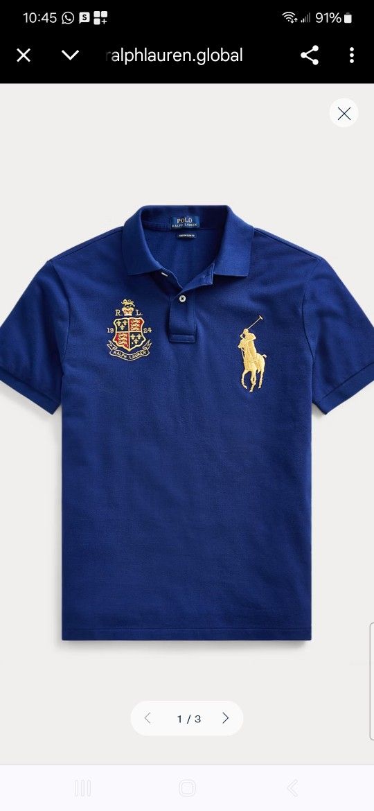 Polo Ralph Lauren Heraldic Crown Crest Big Pony Button Up Shirt Navy Men's