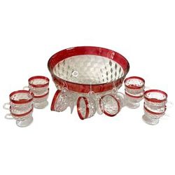 Vintage Whitehall Ruby Red Punch Bowl Set