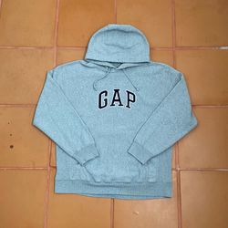 Gap Grey 90’s/2000’s Spell Out Pullover Hoodie Size Medium Made In Korea Vintage