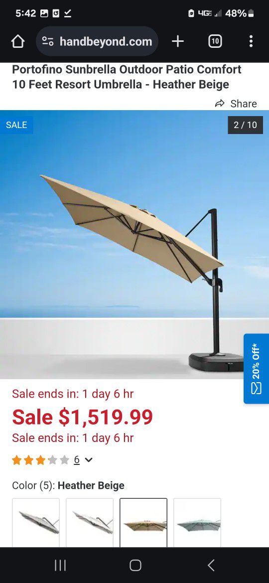 Portofino° 10ft  Cantilever Umbrella - Beige