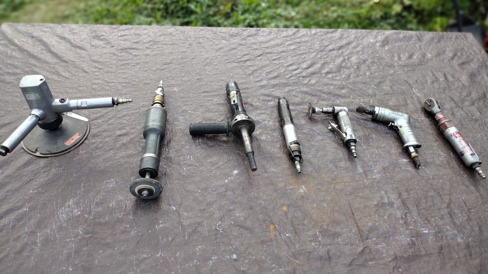 Lot of 7 Air Tools, INGERSOLL-RAND 319 Vertical Sander, Rachet,ARYU,and more.