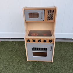 Wooden Kids Play Kitchen Oven Microwave Stove
