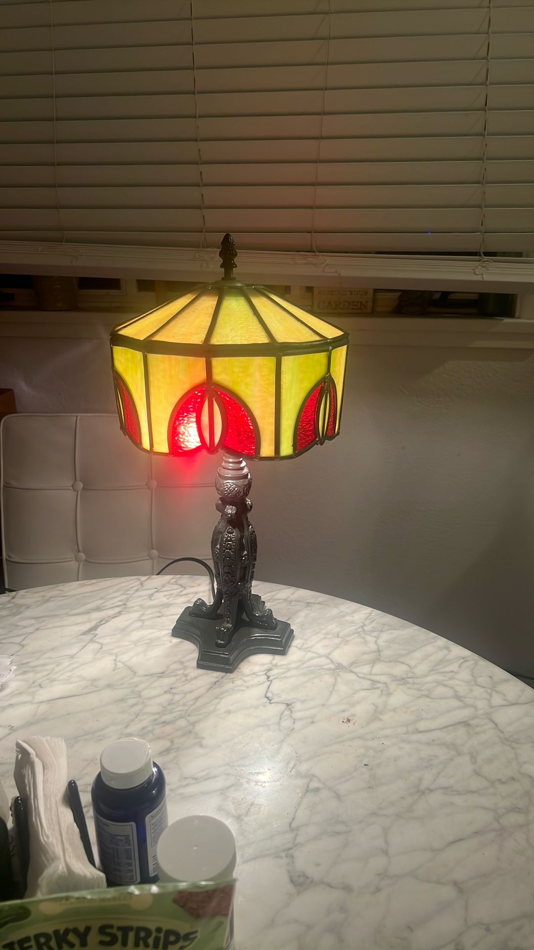 Antique stained glass lamp