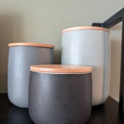 West Elm Kaloh Stoneware Kitchen Canisters (S, M, And L)