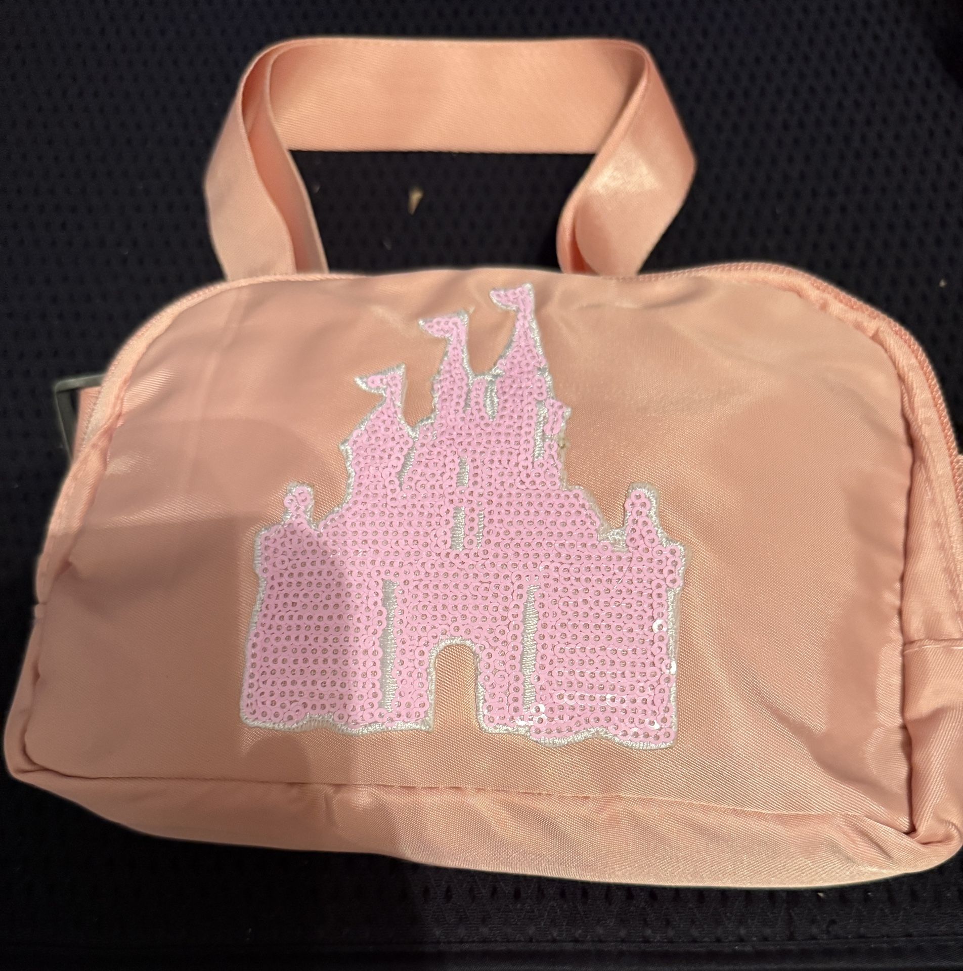 Disney Stoney Clover Lane Cinderella Pink Fanny Pack with a Castle Patch. 