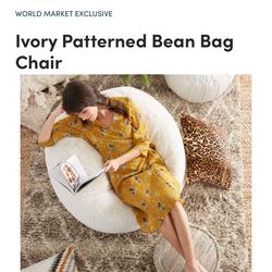 World Market White bean bag chair 