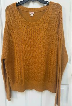 Mossimo Supply Co. Mustard Yellow Cable Knit Pullover Sweater - Size XL