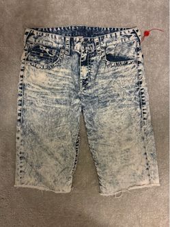 True Religion Acid Wash Denim Cutoff Shorts
