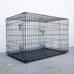(NEW) $75 XL 48-Inch Dog Crate Kennel Pet Cage With Plastic Tray, Size 48x29x32 Inches 