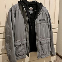 Harley Davidson Men Motorcycle Jacket With Matching  Vest - Size M