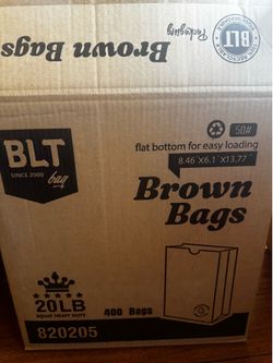 Bulk 400pc Heavy Duty 20LB Kraft Paper Bags - 8.4"x6.1"x13.7"