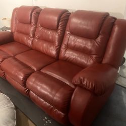 Leather Couch  With Tables 