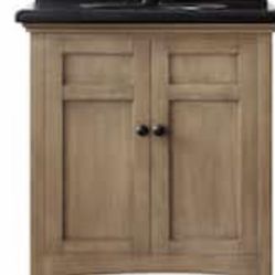 Home Decorators Collection Chartwell 28 in. W x 21 in. D Bath Vanity in Almond Toffee with Granite Vanity Top in Black with White Basin