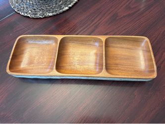 Vintage MCM Teak and Capiz serving tray