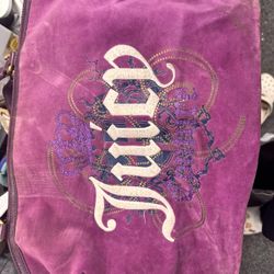 Juicy Couture Shoulder Tote Bag Large Purple Velour 2010 Dated