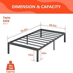 PrimaSleep 14 Inch Heavy Duty Steel Slat Twin Bed Frame