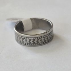 STAINLESS STEEL FOREVER WEAR SILVER EMBOSSED SIZE 9 ETERNITY BAND