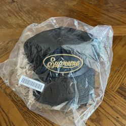 Supreme Raffia Mesh Back 5-Panel Hat Black