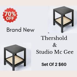 Brand New Threshold & Studio Mc Gee (Set Of 2) Canyon Lake Woven Side Table 