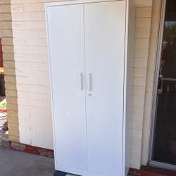 White Metal Cabinet. Office, Garage, Shed Or Work Shop Cabinet