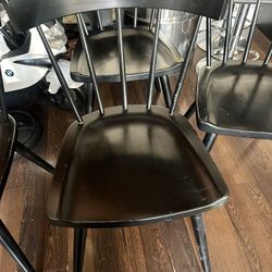 4 Black Wooden Chairs 