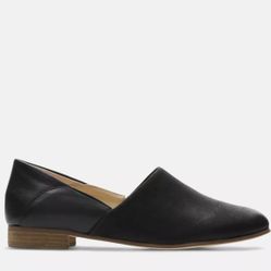 Clarks Womens Pure Tone Black Leather Shoes size 8 NIX