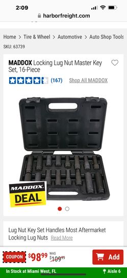 MADDOX 16 PC. LUG NUT MASTER KEY SET. for Sale in Miami, FL - OfferUp